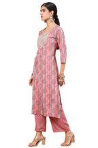 Soch Womens Pink Ethnic Motif Printed Rayon Kurta Set With Zari Work
