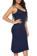 LB LIFEBEST Women's Full Slips Cami Long Spaghetti Strap Under Dress Navy Blue