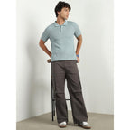 Nobero MenS Self Design Regular Fit Polo Shirt (1M-Twpo-R0020_Grey