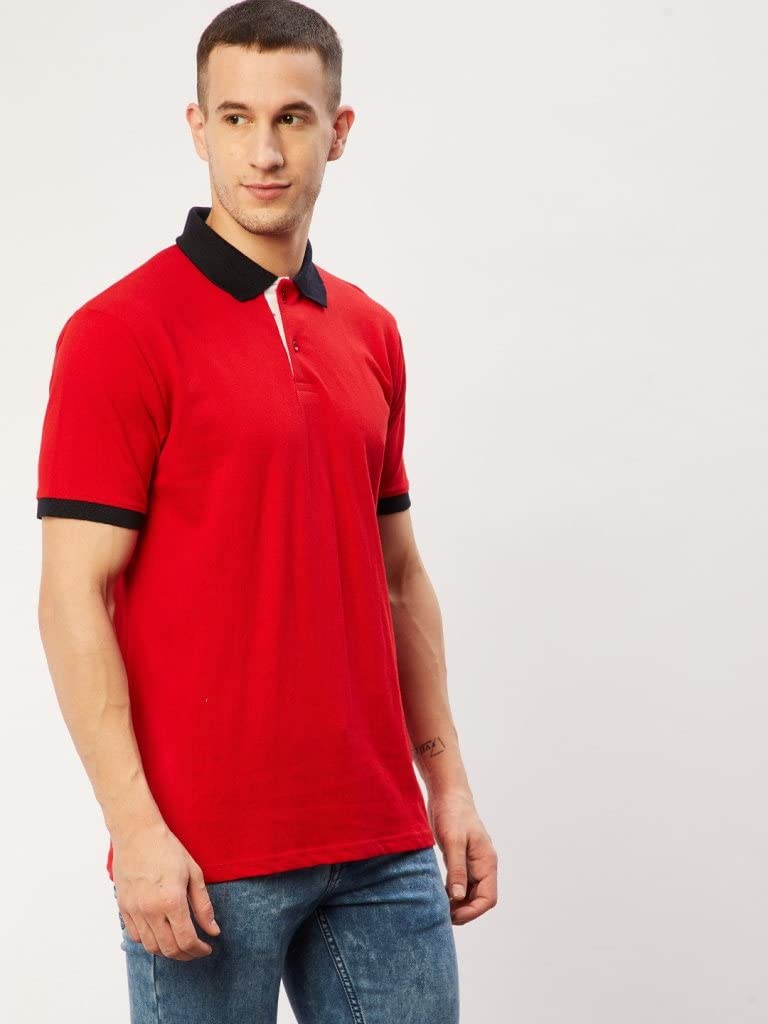 OM SAI LATEST CREATION Mens Polo-Neck Half Sleeves Casual T-Shirt for Men || Varsity Inspired Ragular Wear Classic T-Shirt || M