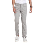 Turtle Men Cotton Stretch Dobby Print Ultra Slim Fit Grey Melange Casual Trouser