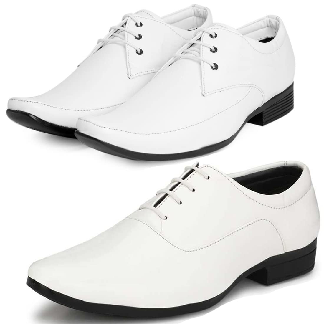 Latest Formal Shoes/Party Shoes/ 2 Shoes Combo with Free Belt for Men and Boys (BAZAAR8279_VTR006Wht007BdrWht1Blk) Multicol 9