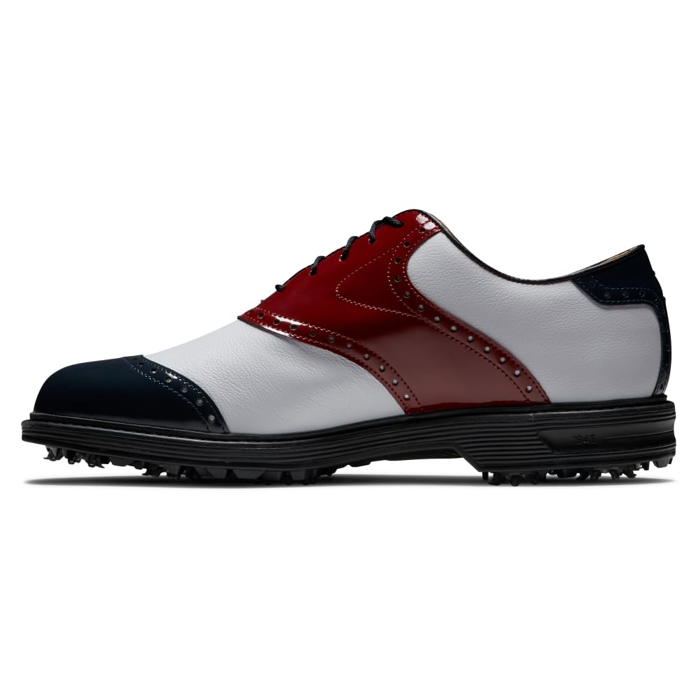 FootJoy Men's Premiere Series-Wilcox Golf Shoe, Red/White/Blue Patent, 9.5