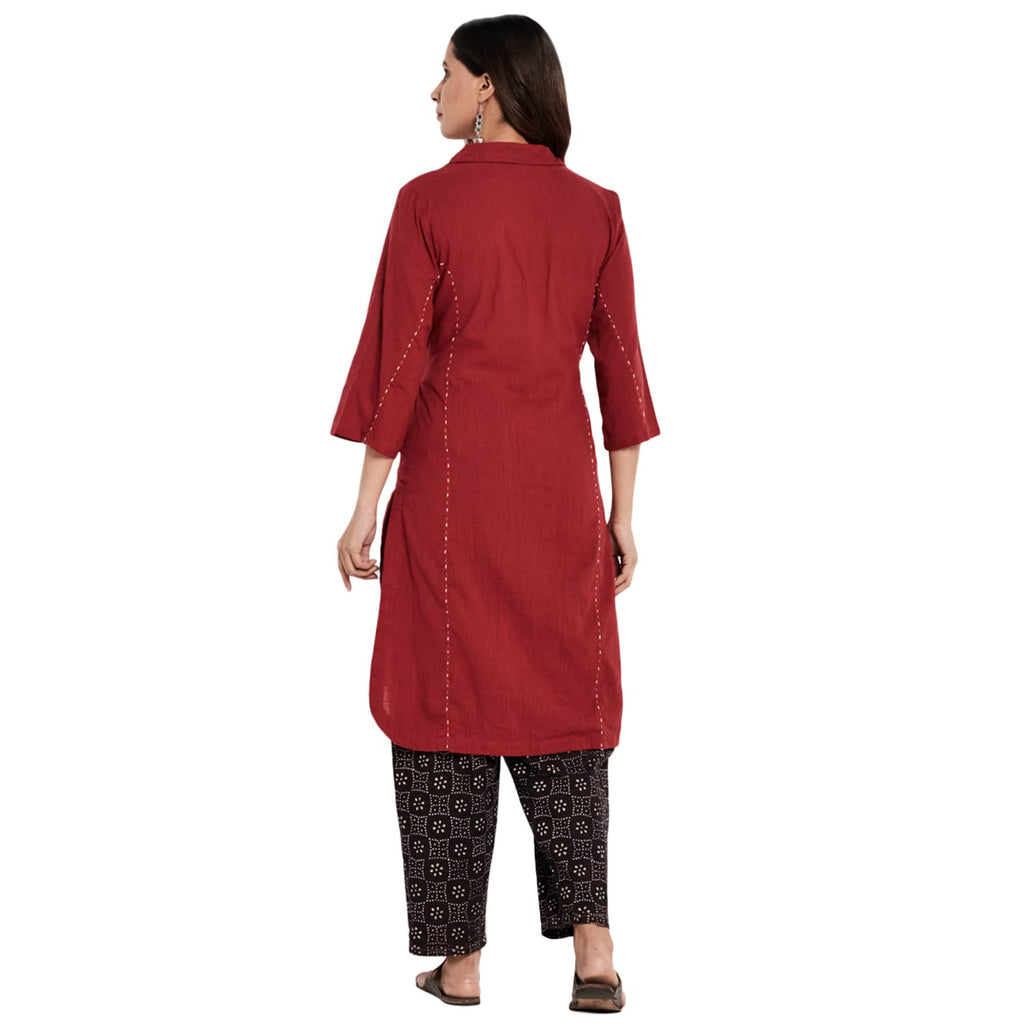 Fabindia Women'S Cotton Printed 2 Piece Kurta Set (Maroon-Xs-10705234)