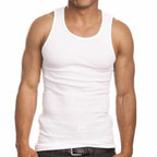 Goyoma 3 Packs Mens 100% Cotton Tank Top White/Black Wife Beater A-Shirt Undershirt (2XL, Mix)