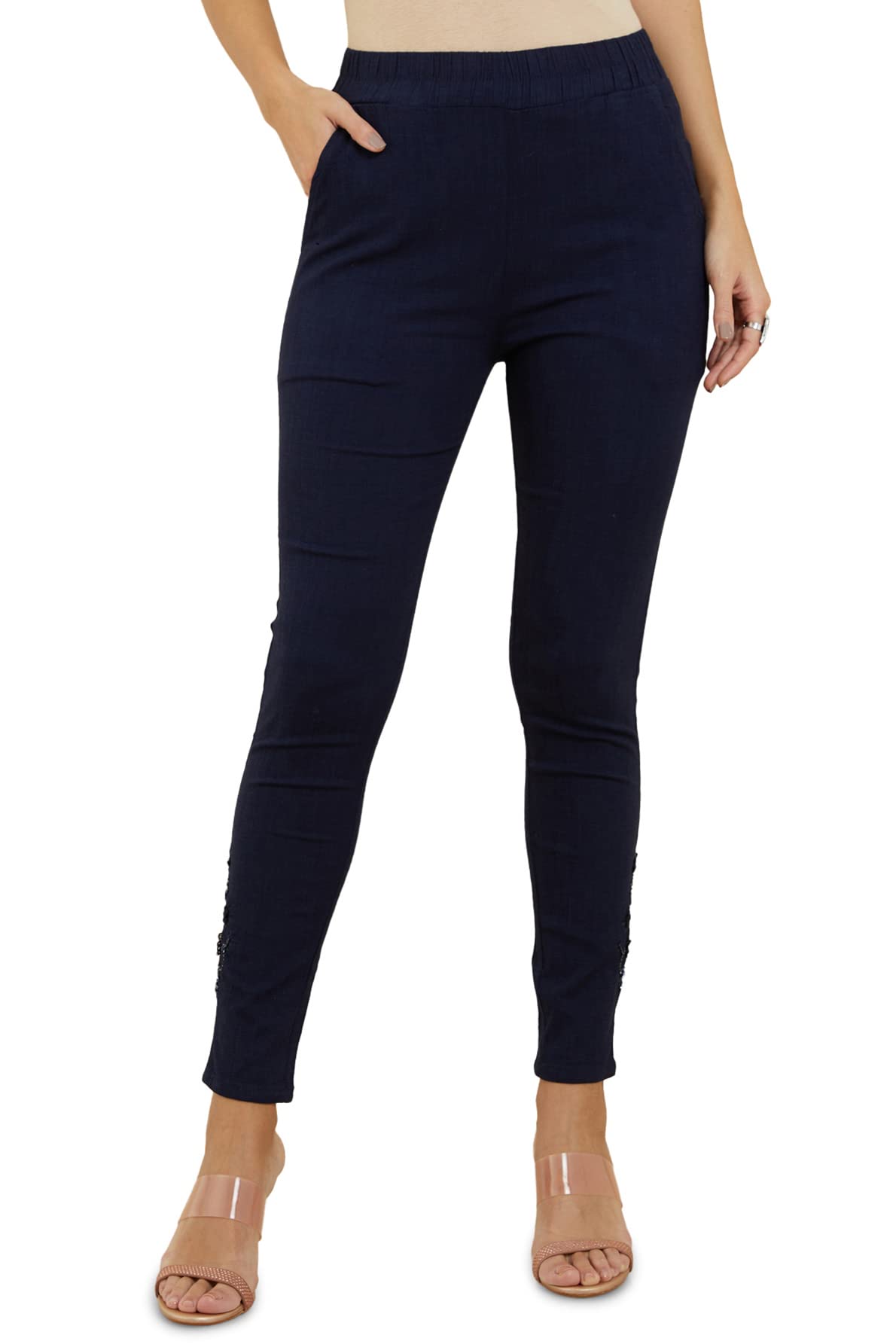 Soch Women Cotton Embroidered Legging Chudidar Pant