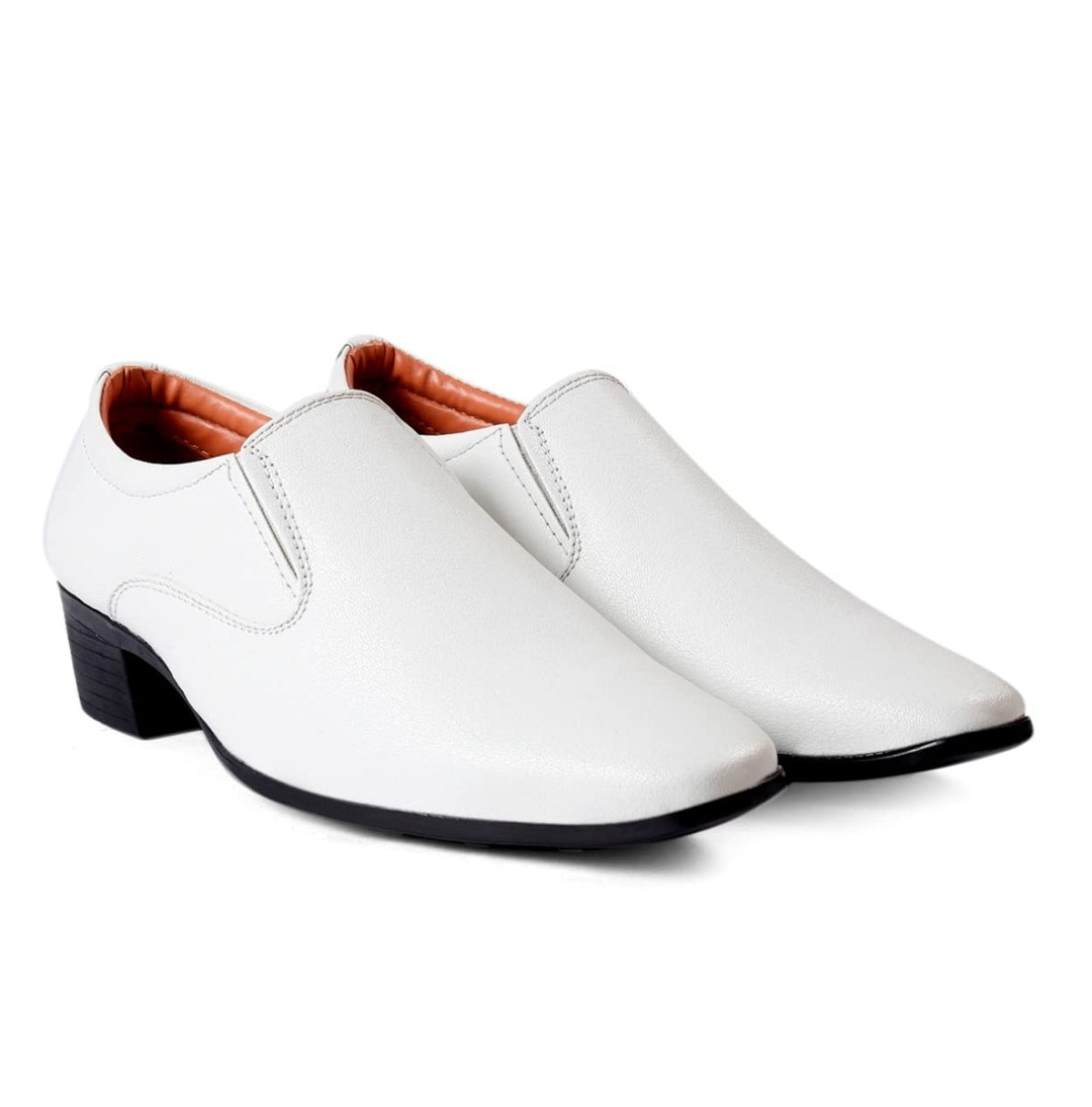 YUVRATO BAXI Mens White Height Increasing Office Wear Faux Leather Formal SlipOn Moccasin Shoes. 7 UK 7