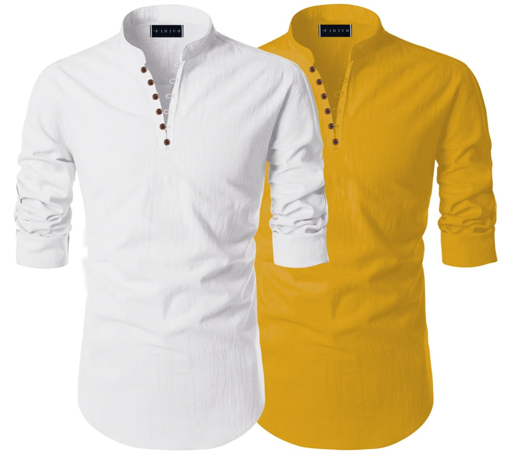 Zartha MenS Regular Fit Solid Pattern Cotton Blend Kurta With Spread Collar Long Sleeve And Standard Length | Shirt For Man