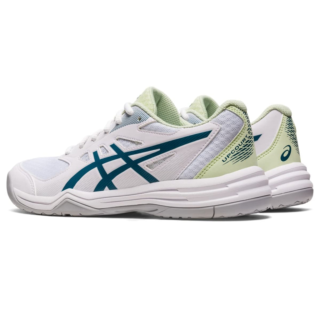 ASICS Women's Upcourt 5 Volleyball Shoes, 8, White/Ink Teal