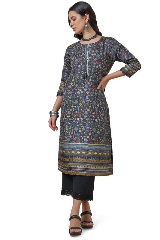Soch Women Silk Blend Abstract Print Kurta with Tassels