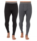 Fruit of the Loom Men's Recycled Premium Waffle Thermal Underwear Long Johns Bottom (1, 2, 3, and 4 Packs), Black/Greystone Heat