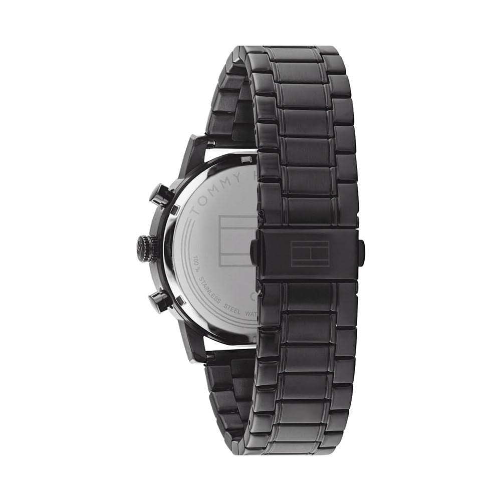 Tommy Hilfiger Men's Quartz Multifunction Stainless Steel and Link Bracelet Watch, Color: Black (Model: 1791879)