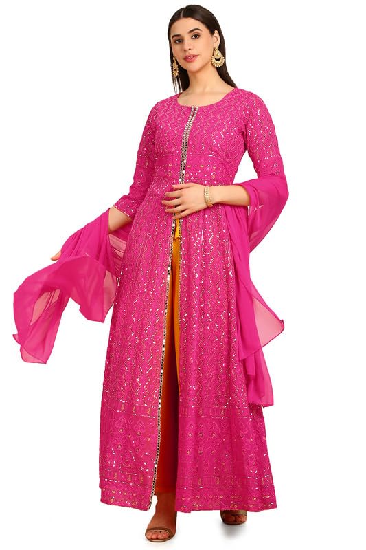 Soch Women Embroidered Chinon Suit Set with Sequins & Mirrors