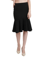 POPWINGS Casual Solid Black Peplum Style Skirt for Women || Semi-Formal Fit and Flare Skirt for Women || Latest Stylish Western 