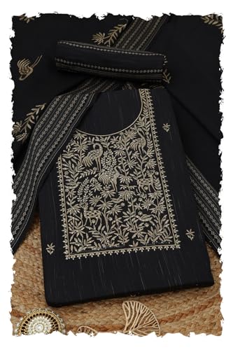 Soch Women Cotton Embroidered Unstitched Dress Material with Sequins