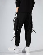 Noble Monk Track Pant For Men | Stylish Track Pants | Cargo Pockets |Baggy Fit JoggerS For Men Black Cement Grey