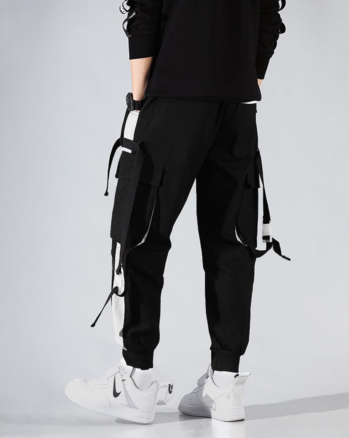 Noble Monk Track Pant For Men | Stylish Track Pants | Cargo Pockets |Baggy Fit JoggerS For Men Black Cement Grey
