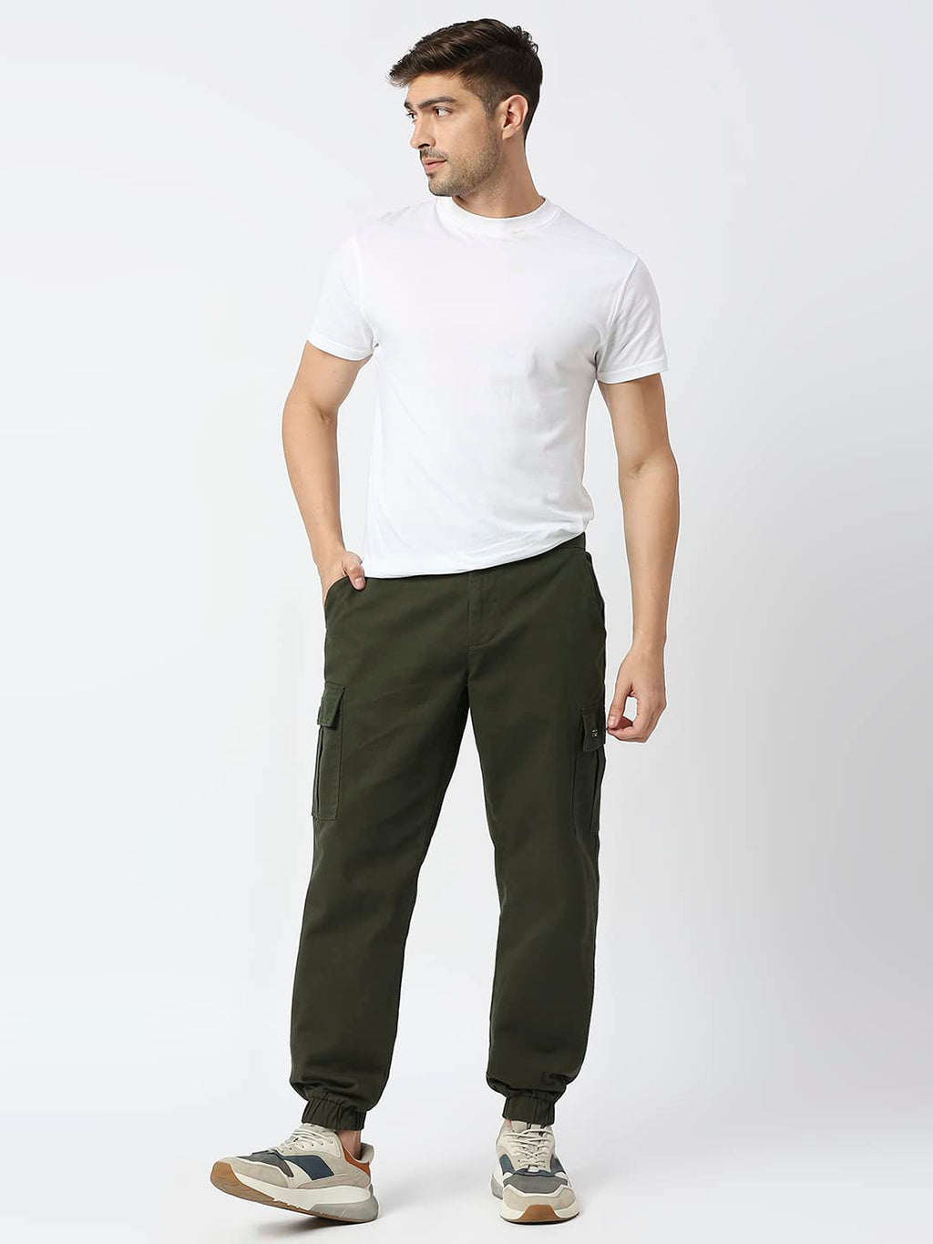 Thomas Scott Mens Solid Slim Fit Trouser Green