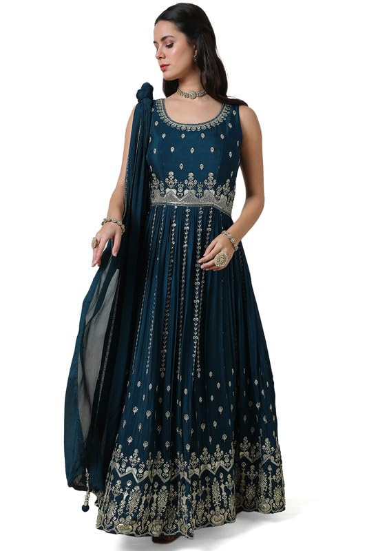 Soch Women Zari Embroidered Chinon Gown with Stones Work
