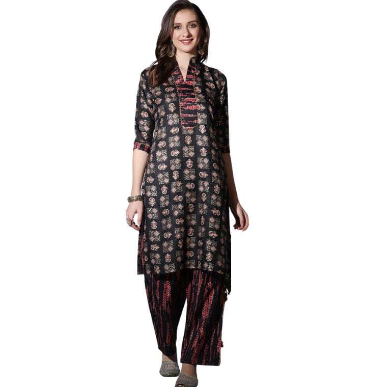 Om Sai Latest Creation Kurta For Women || Cotton Fully Stitched Floral Hand Block Printed Straight Kurtas For Girls || Stand Col