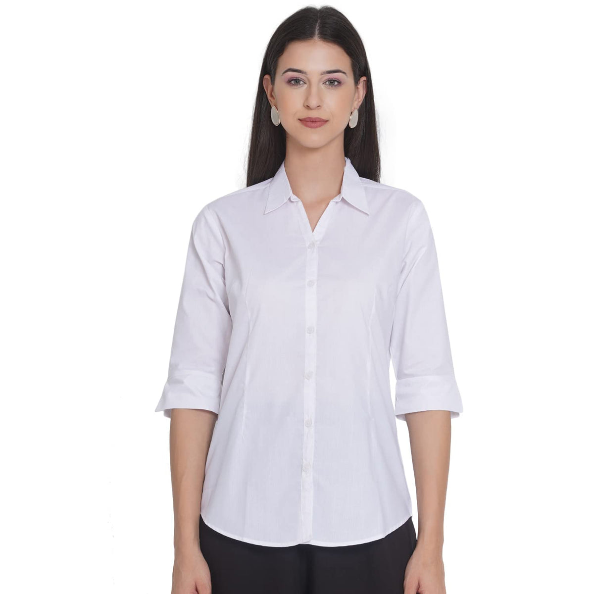 Lianafashion Polycotton Women 3/4 Sleeve Stylish Solid Regular Fit Western Offical Formal Shirt Casual Regular Fit Shirt For Wom 3