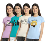 Preneum Womens Cotton Regular Fit Latest Graphic Stylish Printed Short Sleeves Casual T-Shirt || Trendy Design & Stylish (Pack 