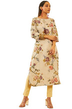 Soch Women & Linen Floral Printed Kurta with Tassels