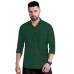 Rebelify MenS Double Pocket Shirt  Classic Casual Cotton Blend With Adjustable Cuffs Bottle Green