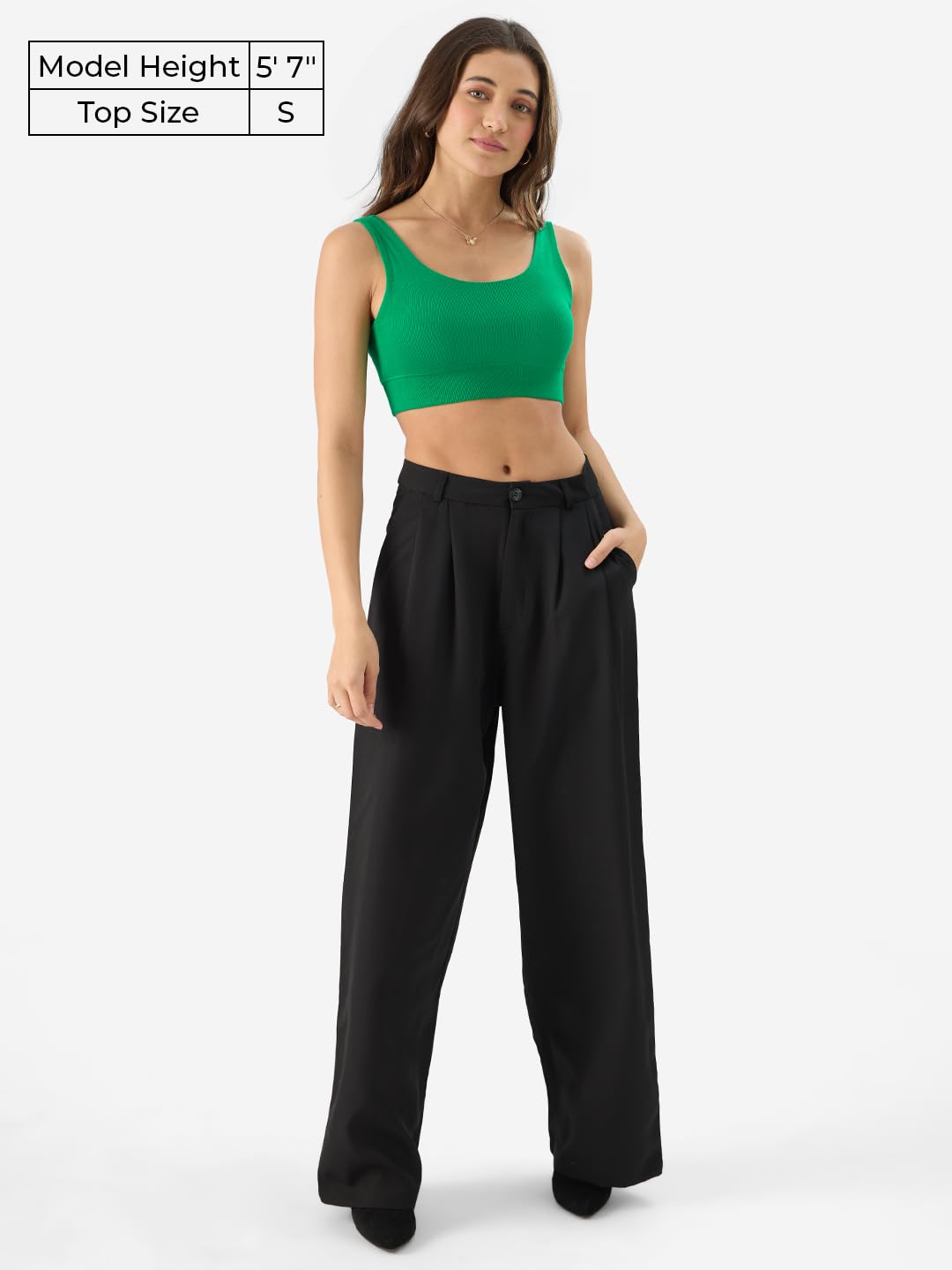 The Souled Store Solids: Kelly Green Women and Girls Pull On Cotton Blend Bralette Top