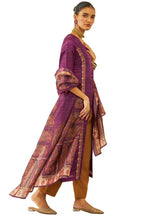 Soch Womens Wine Silk Blend Floral Embroidered Straight Kurta Suit Set