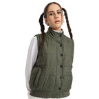 Bewakoof Womens Solid Regular Fit Sleeveless Stand Collar Nylon Jacket