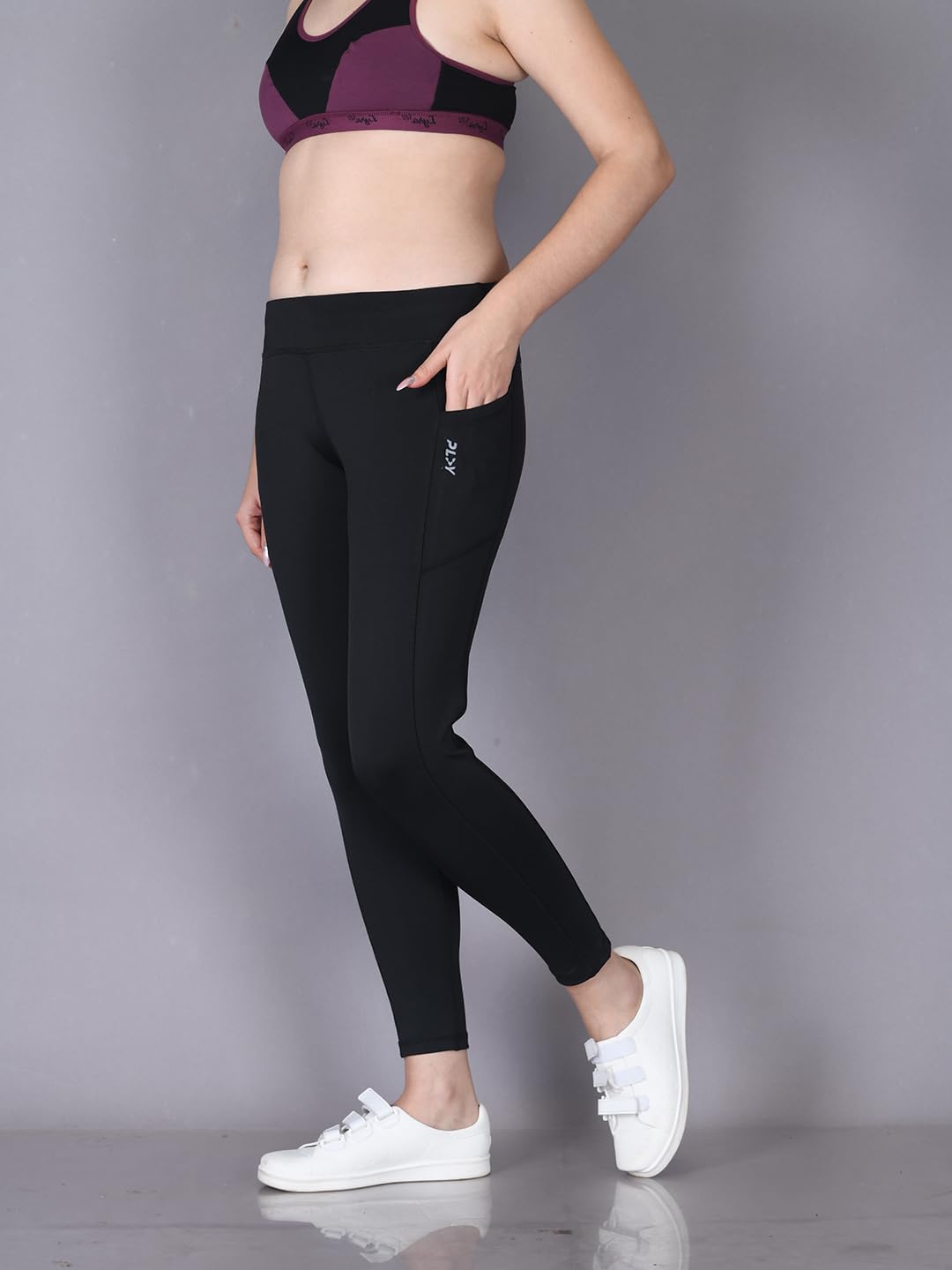 Lyra WomenS Polyester Activewear Sports Ankle Length Tights Black
