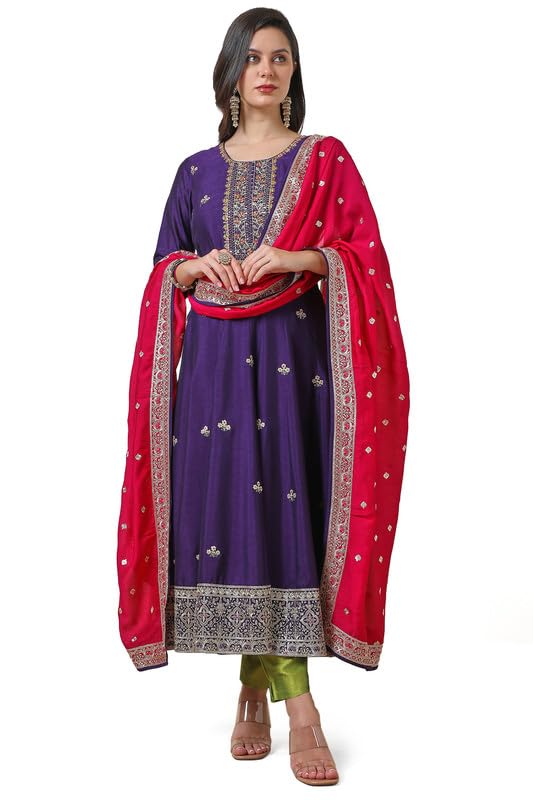 Soch Women Silk Blend Zari Embroidered Suit Set