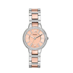 Fossil Women's Virginia Quartz Stainless Steel Three-Hand Watch, Color: Rose Gold/Silver (Model: ES3405)