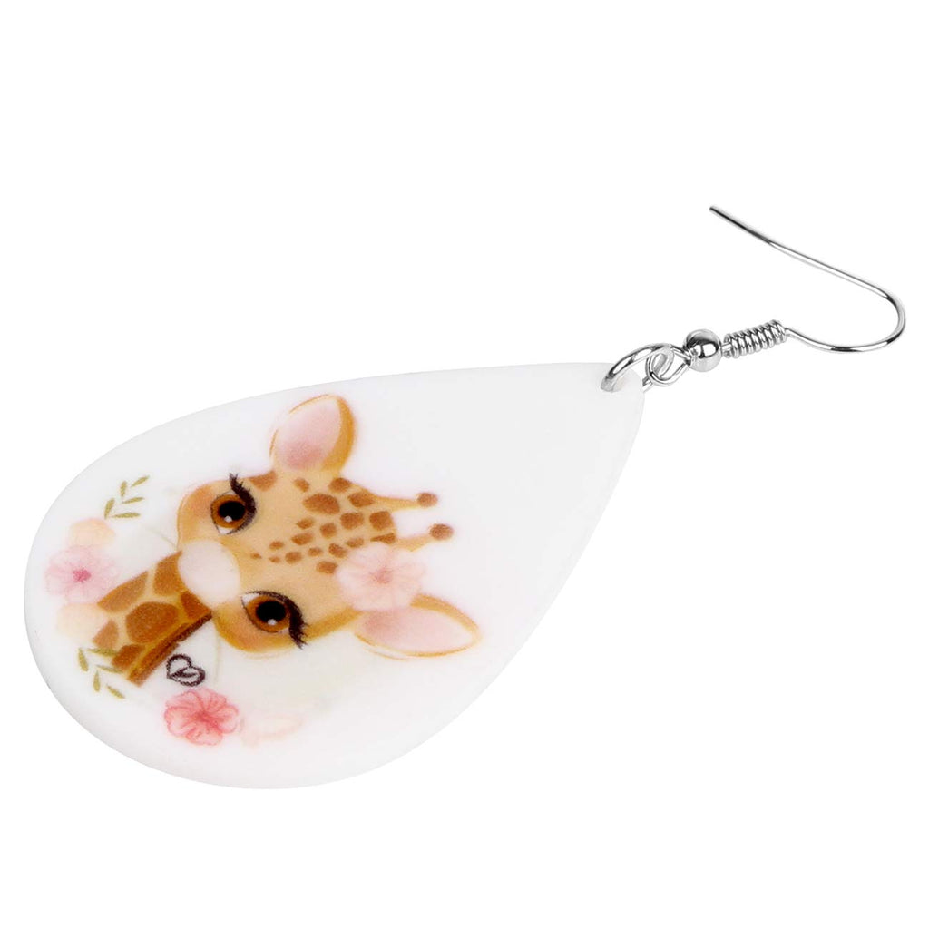 NEWEI Acrylic Cute Basket Giraffe earrings Drop Dangle Fashion Animal Jewelry For Women Gift Charms (Black)