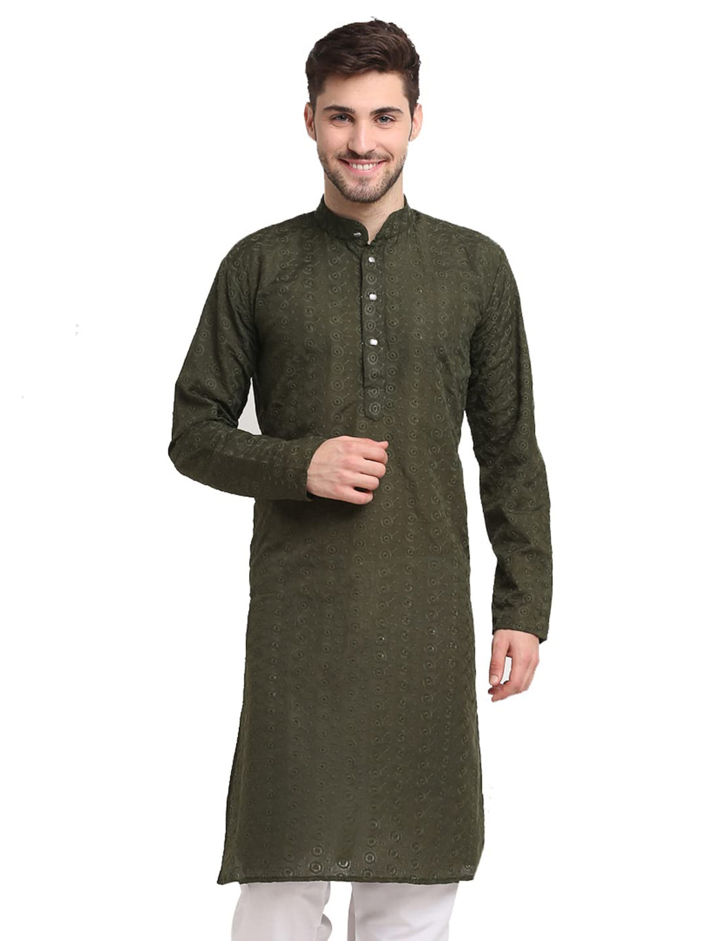 Jompers Mens Ethnic Embroidered Pure Cotton Kurta