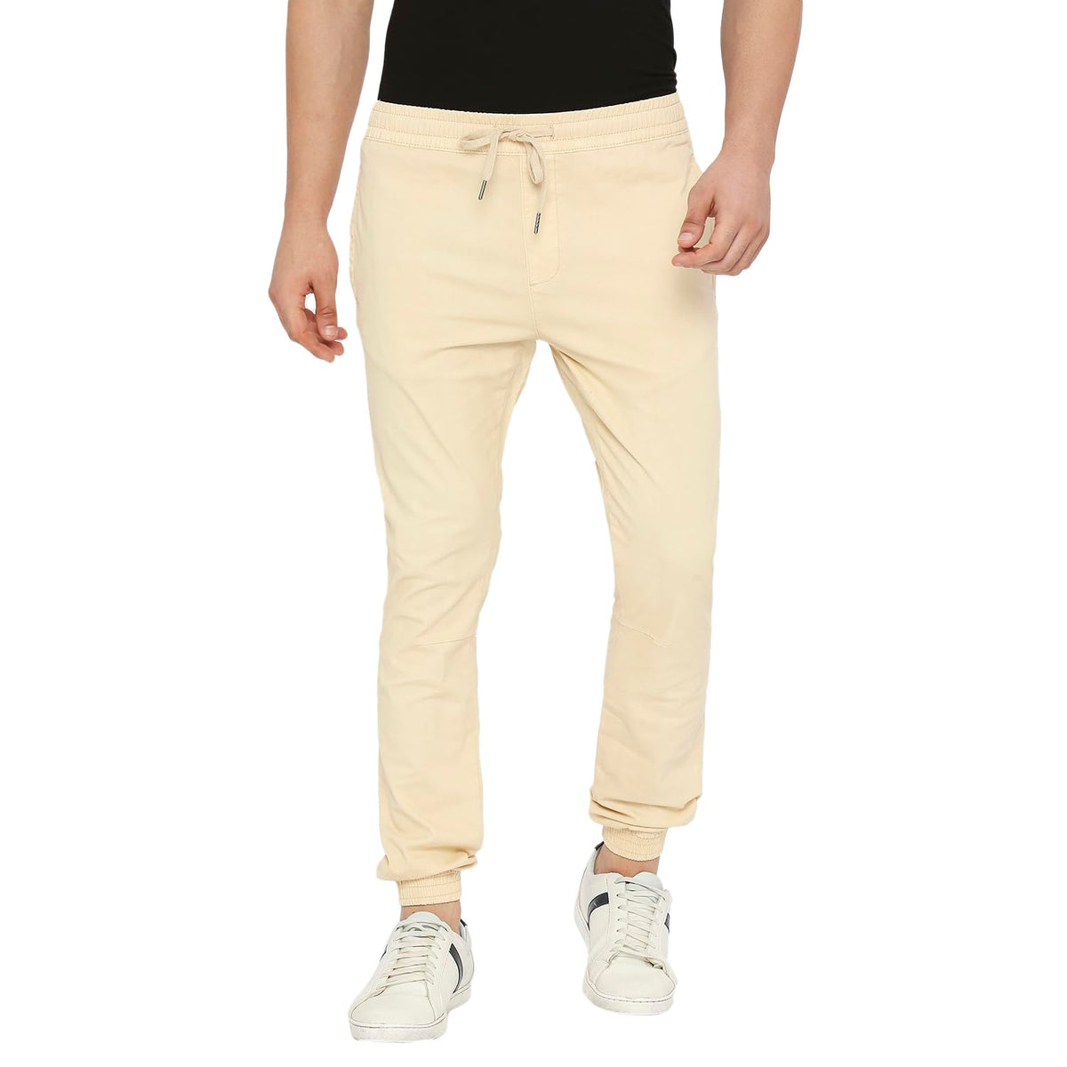 Spykar Beige Jogger Fit Mid Rise Trousers For Men 30