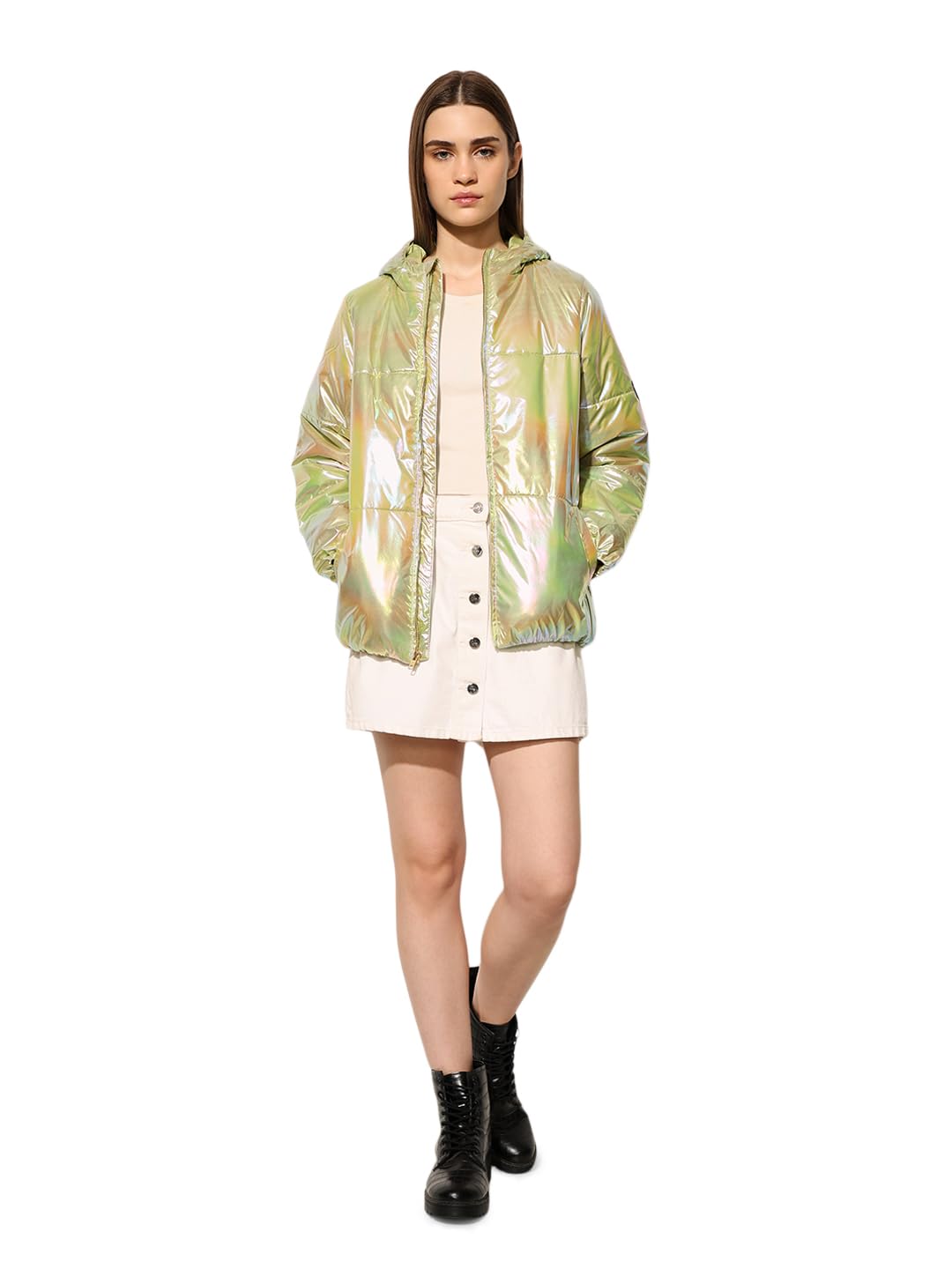 ONLY Womens Solid Regular Fit Green Jacket 2