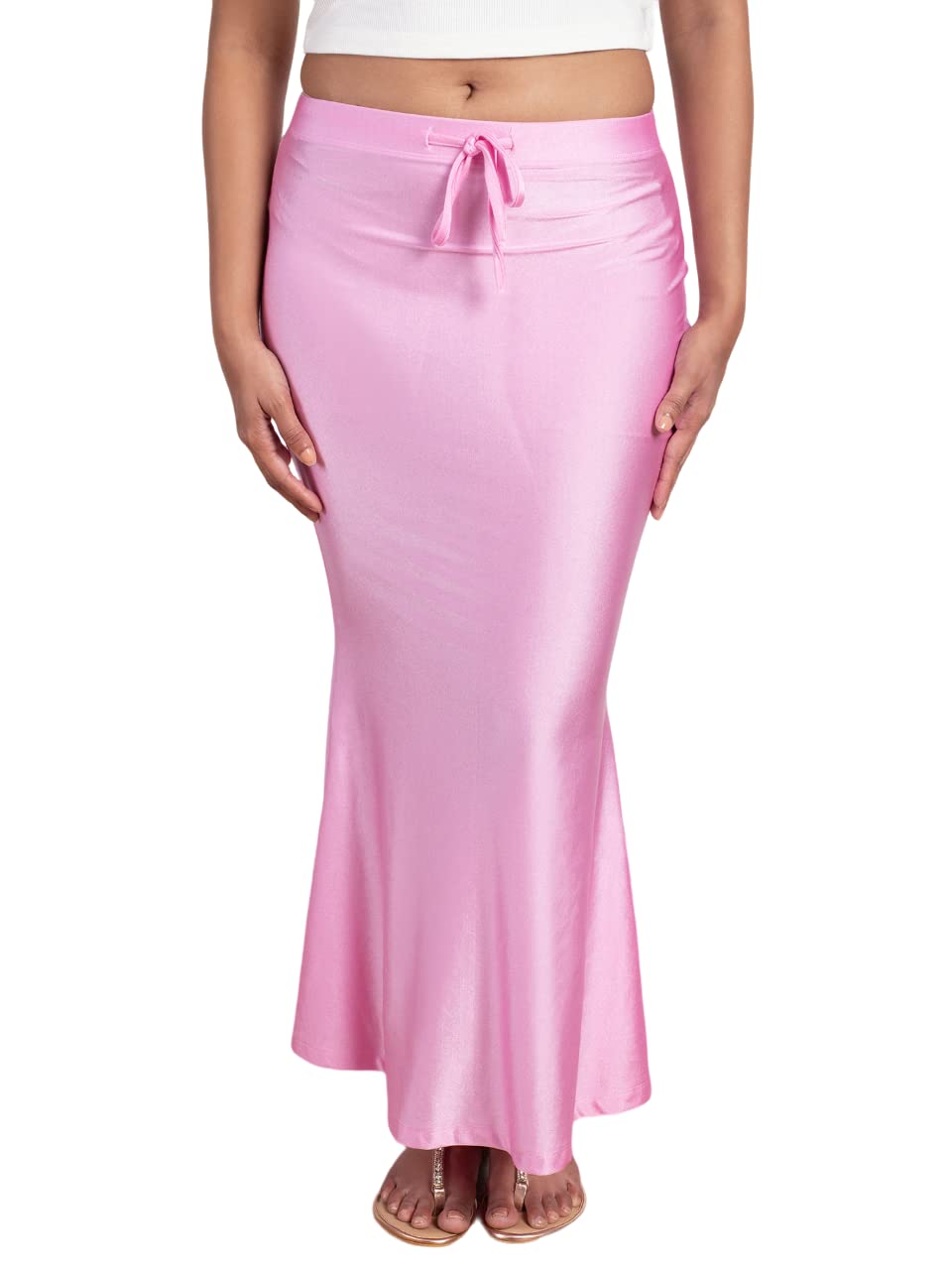 NYKD Everyday Saree Petticoat for Women - Shapewear with Drawstring, Side Slit, Mermaid Cut - Saree Shapewear, NYOE01, Onion Pin