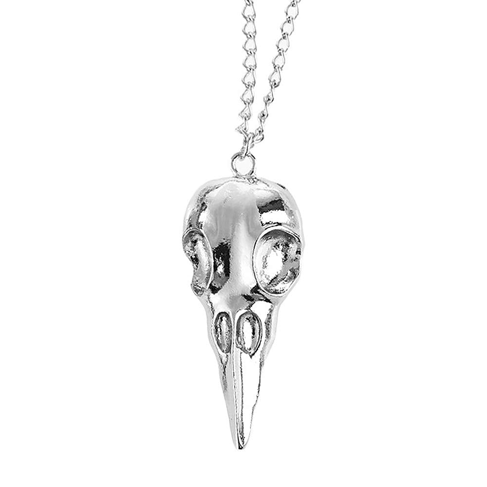 YOOESTORES82 Punk Metal Crow Skull Necklace. Hip Hop 3D Animal Bird Skull Pendant Necklace, Men Women Vintage Gothic Halloween J