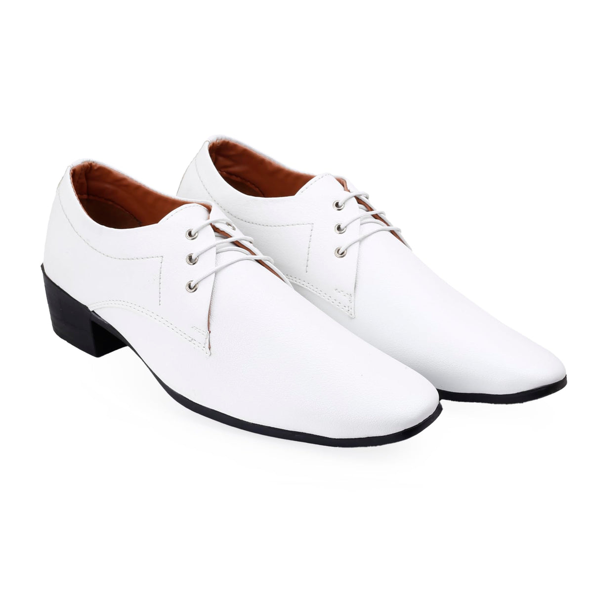 YUVRATO BAXI Mens 5.08 CM Heel Height Increasing White Casual Formal Laceup Derby Shoes  10 UK 10