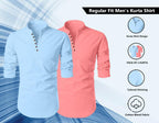 Finivo Fashion MenS Cotton Blend Regular Fit Solid Casual Kurta Shirt Pack Of 2