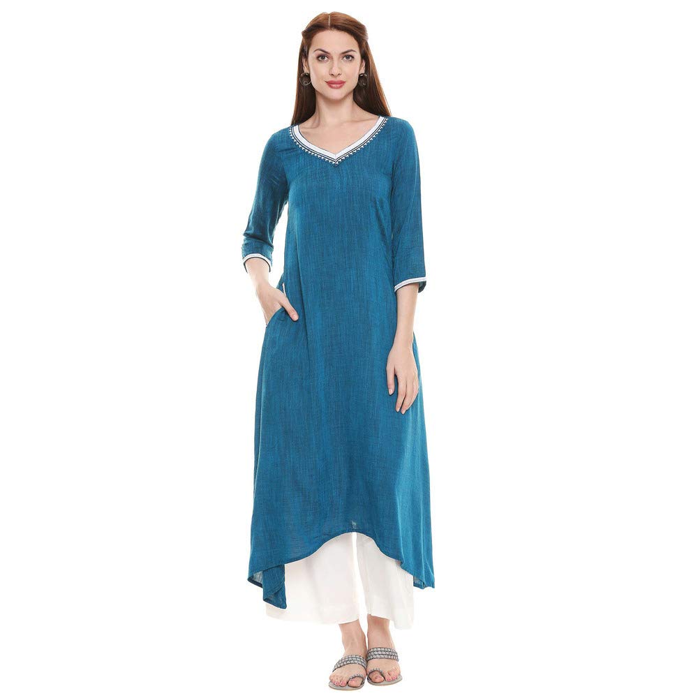 Aurelia Women'S Rayon Kurta (20Fea11153-700459_Blue_Small)
