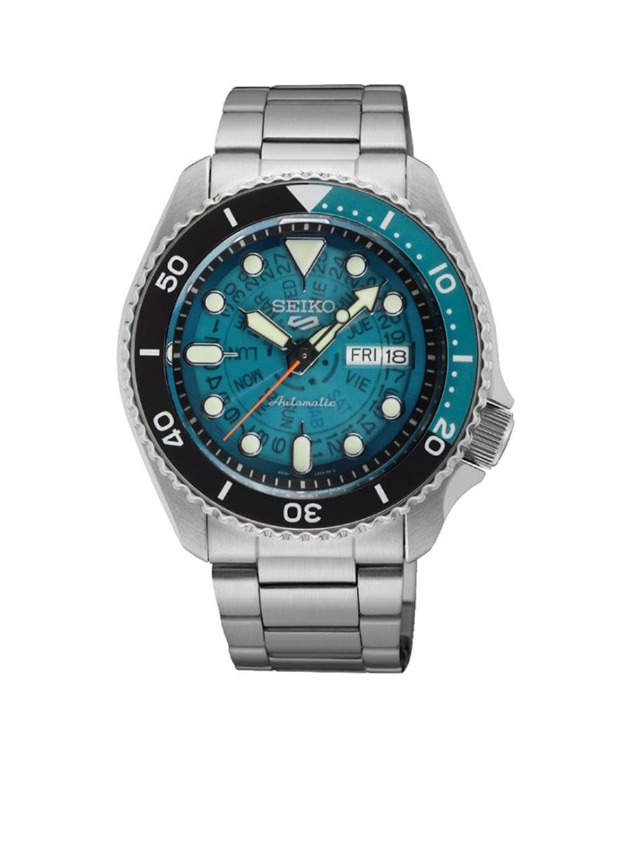 Seiko 5 Sports SKX Style Stainless Steel Transparent Teal Dial Automatic SRPJ45K1 100M Men's Watch