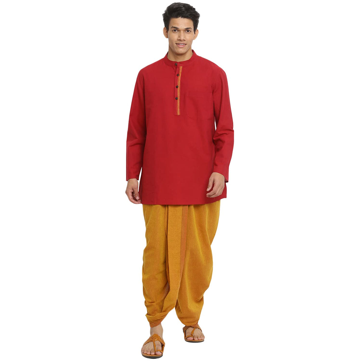 Fabindia Men Chinese Collar Kurta Set Cotton_M