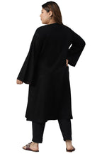 W For Woman Black Embroidered Plus Size Winter Kurta