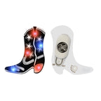 Black Cowboy Boot Flashing Body Light Lapel Pins by Blinkee