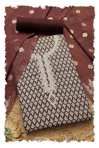 Soch Women Jam Cotton Floral Print Unstitched Dress Material Thread Work