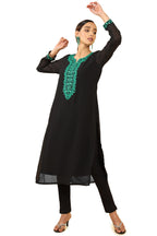 Soch Women Black Georgette Embroidered Kurta