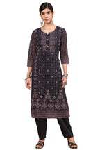 Soch Womens Black Print With Embroidery Georgette Kurta Set With Sequins